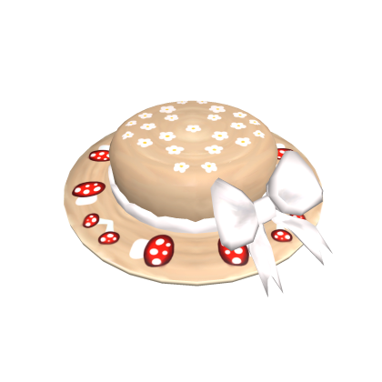 Roblox Item Straw Mushroom hat with Daisys and White Ribbon