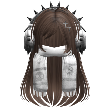 Straight Hair&Emo Headphones&Scarf Brown