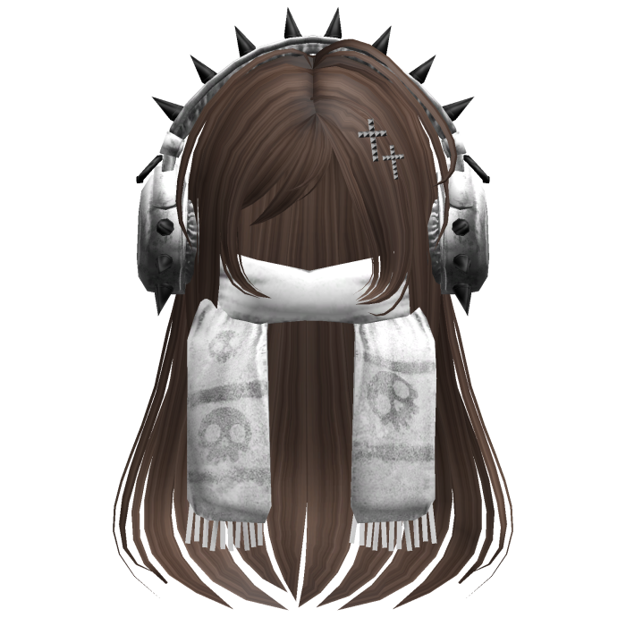 Straight Hair&Emo Headphones&Scarf Brown