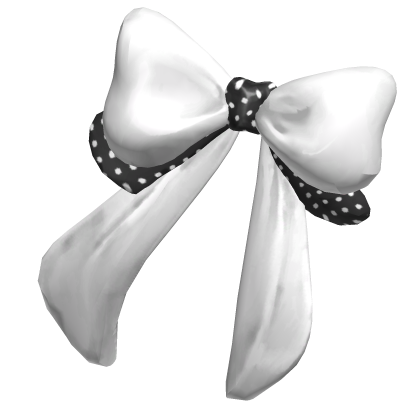 cute bow front clip white x black Roblox item