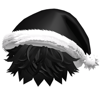 Messy Stylish Emo Anime Hair w/ Santa Hat (black) Roblox item
