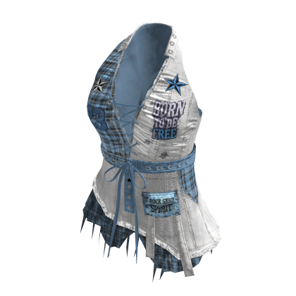Y2K Grunge Lace Up Halter Corset Top (Blue)