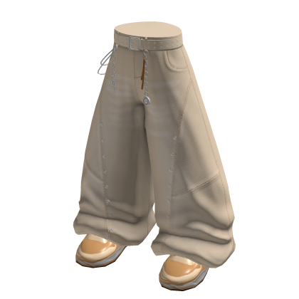 Chain Belt Baggy Pants (cream)