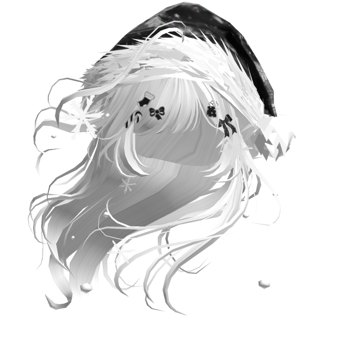 Lush Windy Hair w/Santa Hat (White)