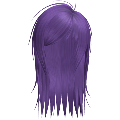cute messy side part scene hair in purple Roblox item