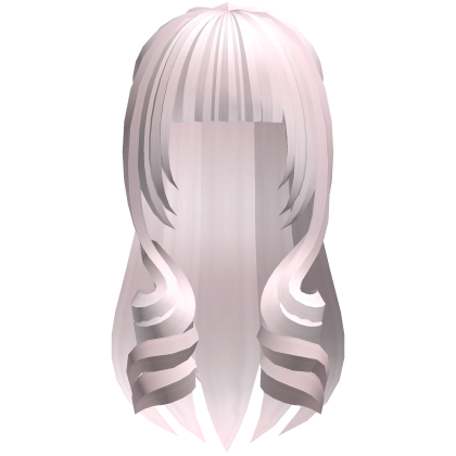 cute long moe hair with curls in pastel pink