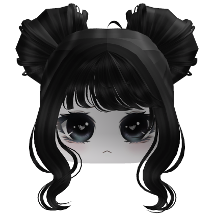 Black Twin Buns Hair with Face Girl Roblox item