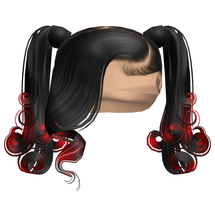 ☆ | Red Dyed Swirly Pigtails W Side Bang