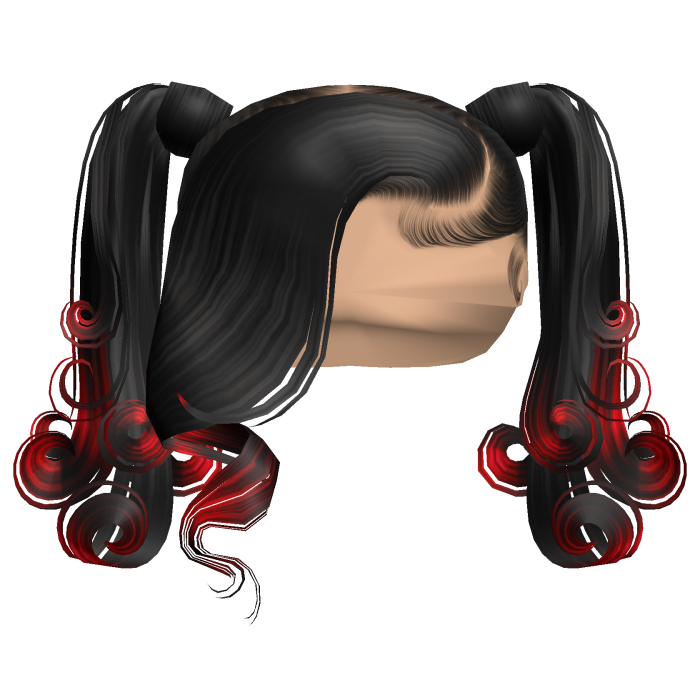 ☆ | Red Dyed Swirly Pigtails W Side Bang
