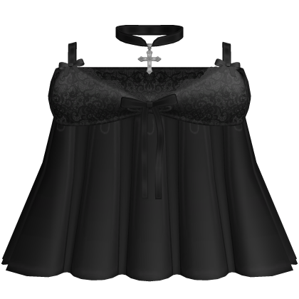 cute lacey dainty cross choker dress in black