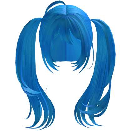 Neon blue Big long anime tails egirl cute kawaii