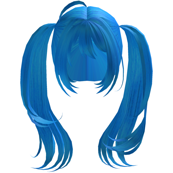 Neon blue Big long anime tails egirl cute kawaii