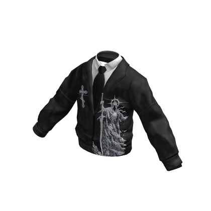 Black Y2K Angel Graphic Jacket w/ Tie