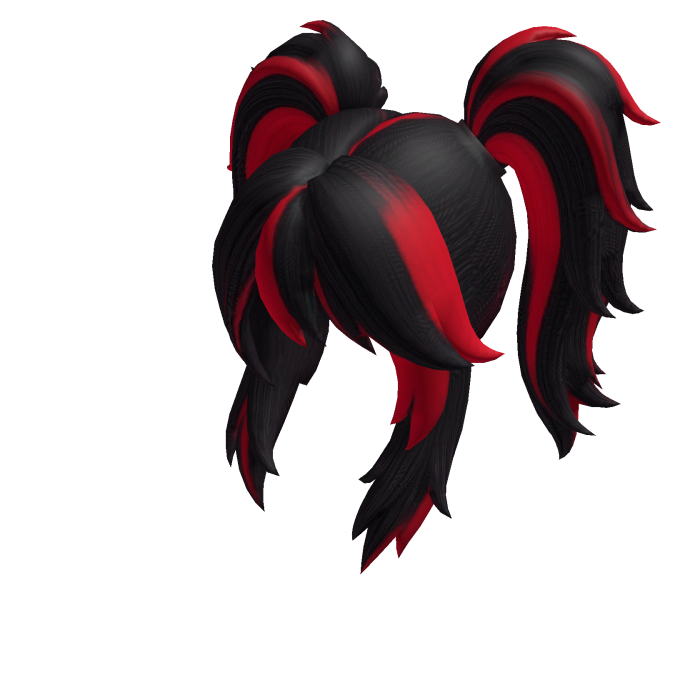 Anime Twin Pony Tail Black & Red Streaks Thick