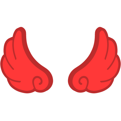 ♡ Cute Flared Glowing Angel Wings in Red