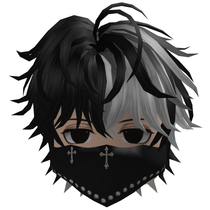 Messy Hair w/ Bandana & Glasses (Black/Silver)