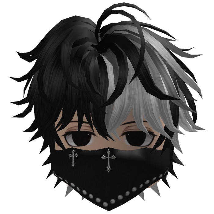 Messy Hair w/ Bandana & Glasses (Black/Silver)