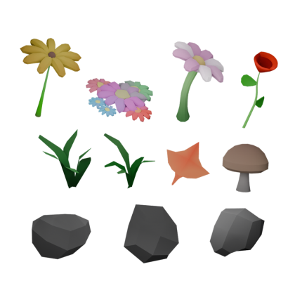 Low-Poly Nature Pack - Trees, Foliage, Rocks preview 2