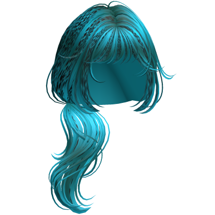Wispy Wolfcut Side Ponytail Cyan Cheetah Roblox item