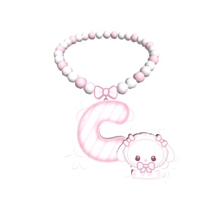 ♡ cute pink bunny c initial beaded necklace ♡  Roblox item