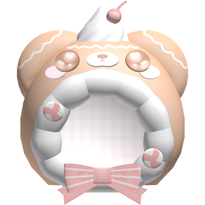kawaii cutesy kuma bear candy cane hood in brown