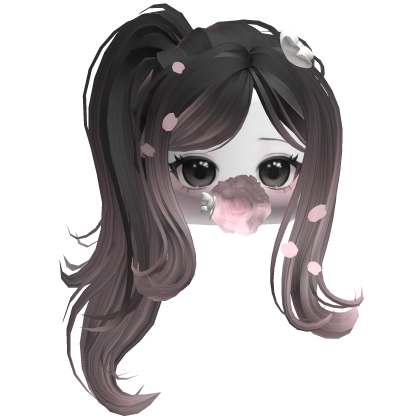 Black&Pink Floral Wavy Ponytail Hair 🌸 Roblox item