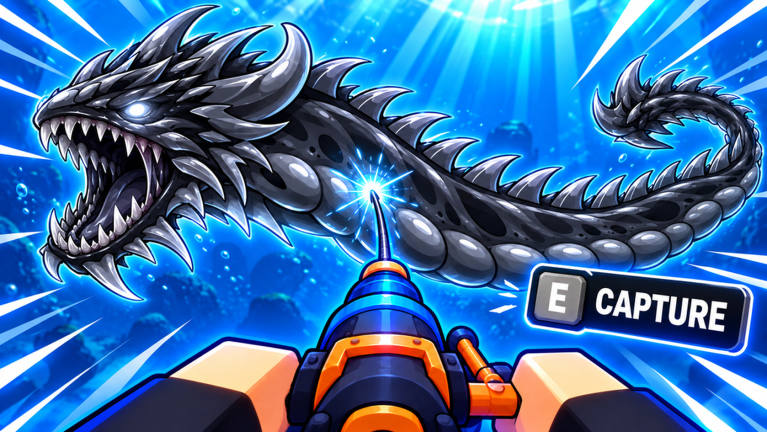Harpoon a Fish official promotional artwork — dark sea monster and harpoon