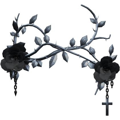 Gothic Rose Vine Face Mask - Silver & Black