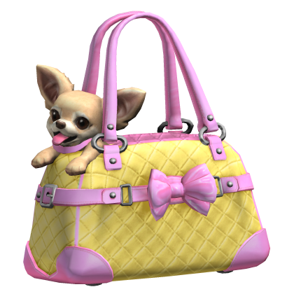 Light Pink Yellow Chihuahua Dog Bag 2000s Mcbling