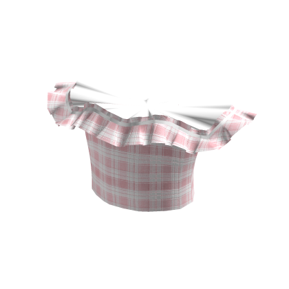 Summer Ruffled Shoulder Plaid Shirt in Pink