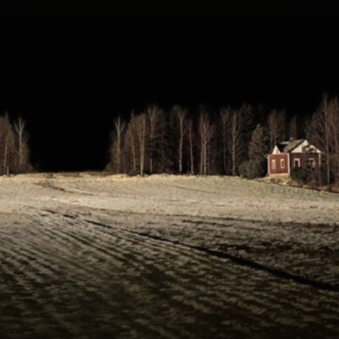 empty dark field with red home halloween