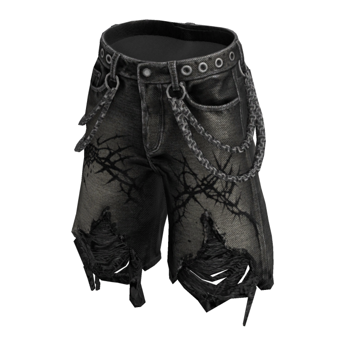 Gray Y2K Distressed Shorts w/ Chains