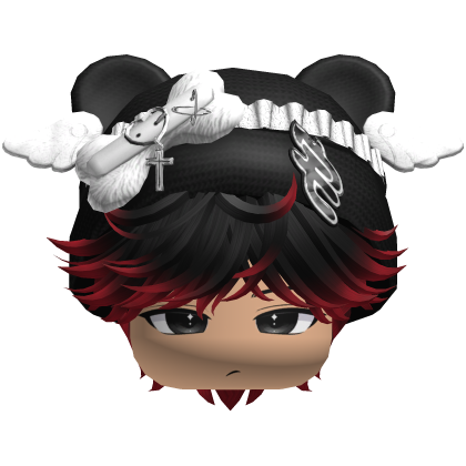 Cute Black and Red hair Cat Cap Anime Y2k