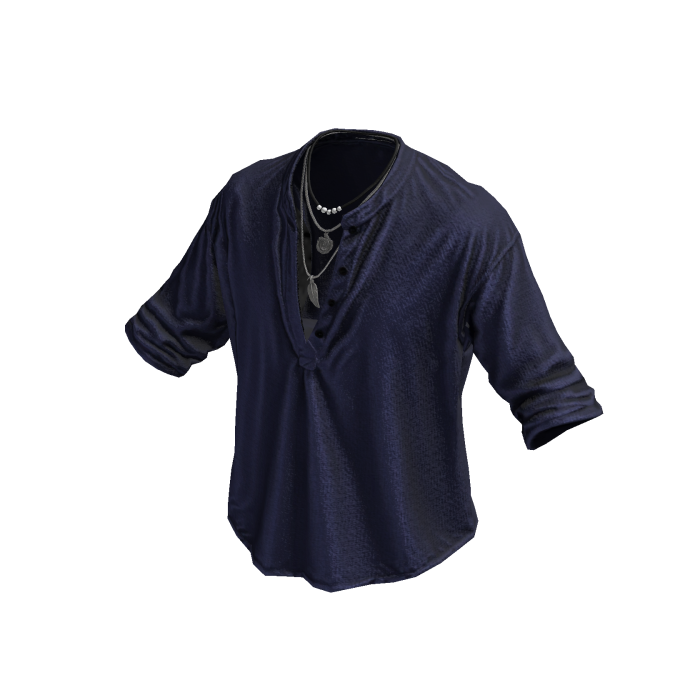 Navy Blue Henley Loose Button Up