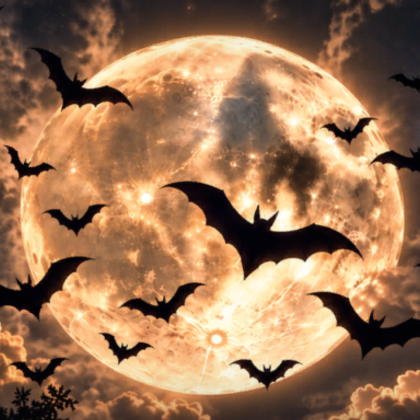 Halloween Moon Bats Gothic Spooky Night Background