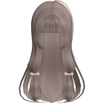 ♡Kawaii chobit anime hair w bow in dust brown 