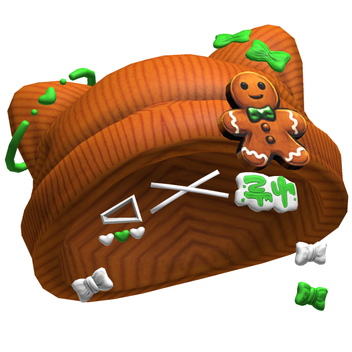 Gingerbread Cute Kitty Beanie w/ Hairclips