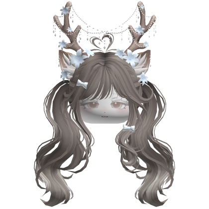 Ethereal Christmas Fairy Fawn Pigtails w/ Antlers