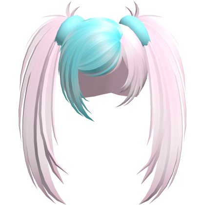 pink cyan thick messy scene tied pigtails Roblox item