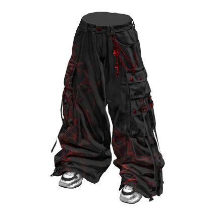 Stylish Baggy Street Pants (Black Red) Roblox item render