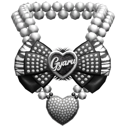Zebra Print Gyaru Bedazzled Bow Pearl Necklace 