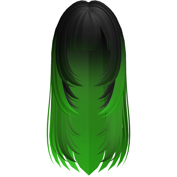 adorable long layered hime bang hair toxic green