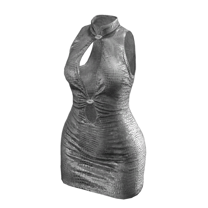 White Reptile Leather Mini Halter Dress