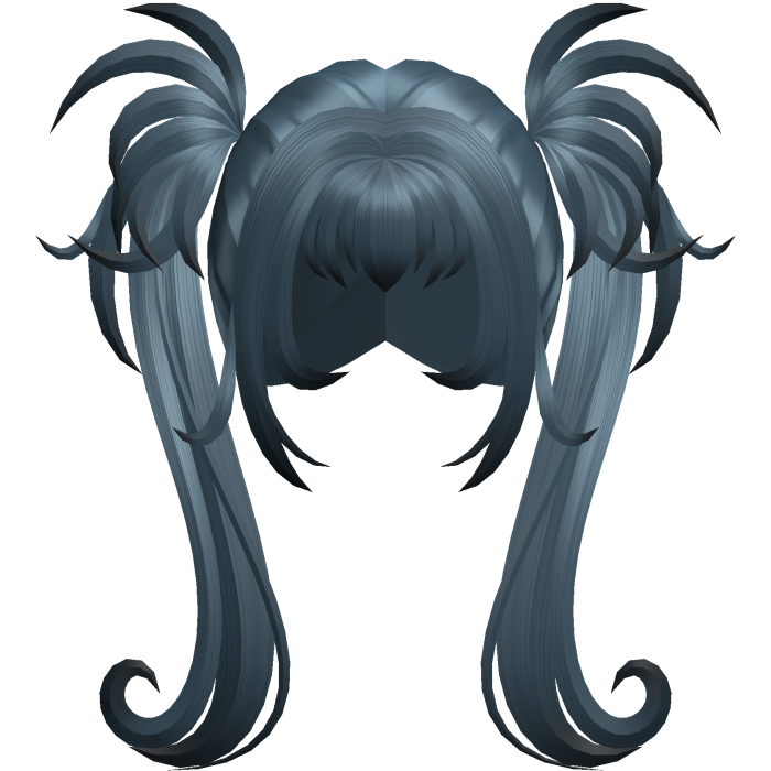 Pale Gray Gothic Spiky Twintails w/ Curls