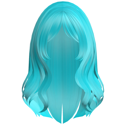 Preppy Wavy Hair w/ Curtain Bangs (Ocean Blue)