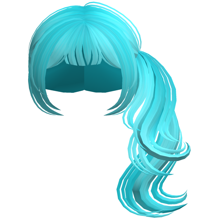 Preppy Dolly Curled Side Ponytail (Ocean Blue)