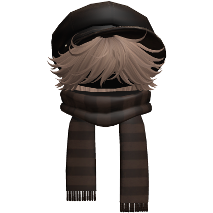 Nerdy Emo Hair w/ Brown Scarf & Hat (Milktea) Roblox item