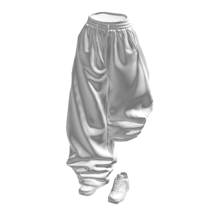 White Half Raised Baggy Sweatpants w/ White Shoes