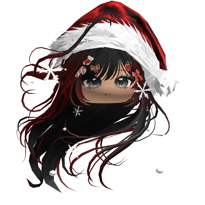 Windy Anime Hair w/Santa Hat (Black&Red)