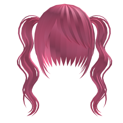 long curled emo pigtails pink